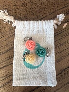 Origami Owl Rose Dangle Charms in Coral, Teal, and Cream